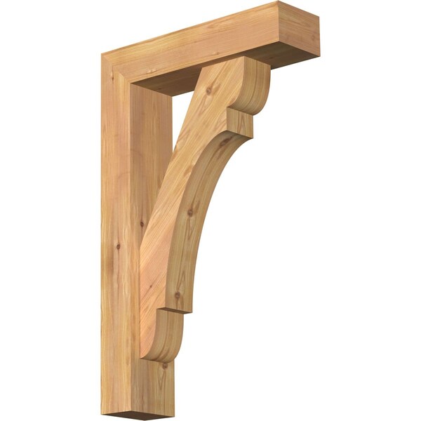 Ekena Millwork Olympic Block Smooth Bracket w/ Offset Brace, Western Red Cedar, 5 1/2"W x 20"D x 32"H BKT0604X20X32OLY05SWR - main